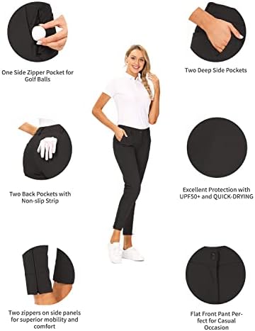 Hiverlay женски Pro голф панталони Брзо суви тенок лесен работен панталони со директен глужд, исто така, за пешачење или обични дами