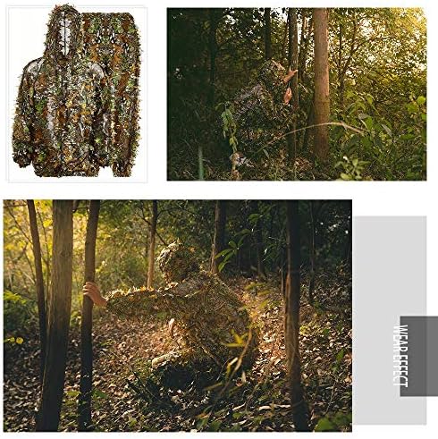Ембер illили костум Gили лов на костуми Панталони 3D лисја Камо маскирна обвивка за млади возрасни лесни облеки за лов на џунгла, снимање, воздушен