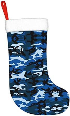 Cutedwarf Navy Camuflage Cristma Codrings Божиќни украси на дрво Божиќни чорапи за Божиќни празнични забави подароци 18-инчи