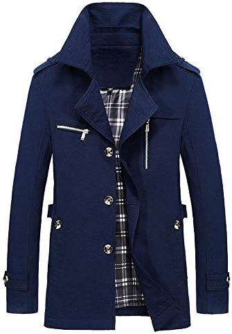 IYYVV Менс зимска топла јакна Оверзато за надворешна облека Тенок долги ровови копчиња со палто јакна