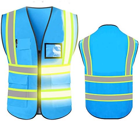 Јоушоп Висока рефлексивна видливост Безбедносен елек Обичајна ваша безбедносна облека за лого со рефлексивни ленти и преден патент