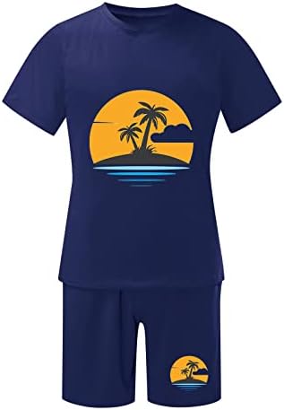 Bmisegm Mens Suitits Men Luttue Outfit Beach Beach краток ракав печатена кошула со кратки костуми панталони костум со џебови