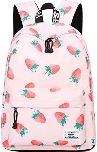 Мајер лесна училишна торба за патувања со ранец со лаптоп за тинејџери, розова јагода