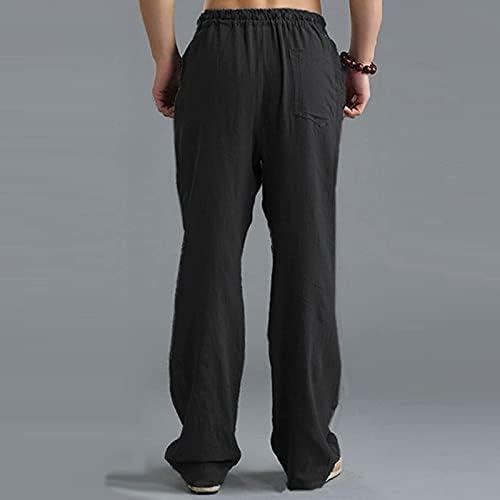 Панталони од панталони од миашуи, спортови измиени обични лабави памучни машка машка панталони џебни панталони за пот, пантолони
