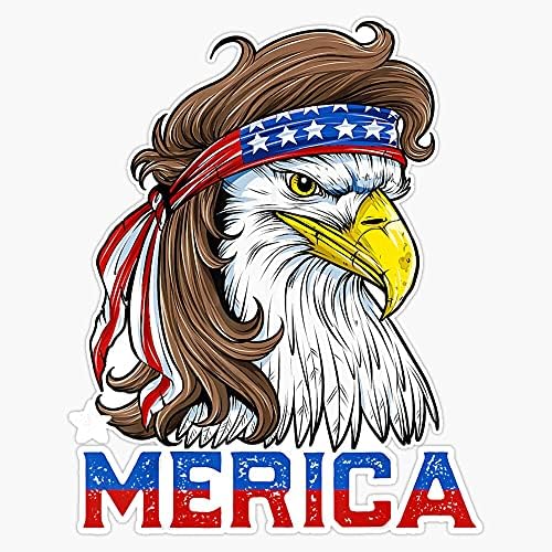 HOF Trading Eagle Mullet Merica - Мажи 4 -ти јули Американско знаме САД Винил налепница водоотпорен деклап лаптоп лаптоп прозорец браник