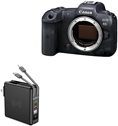 Полнач за полнач во Boxwave Компатибилен со Canon EOS R5 - Wireless Recuva wallиден полнач, безжичен полнач за wallидови за Canon EOS R5 - jet Black