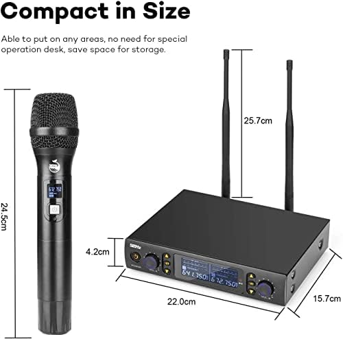Безжичен микрофон, професионален UHF метал двојно безжичен динамичен микрофон со рачен микрофон, микрофон систем за парови на инфрацрвена фреквенција
