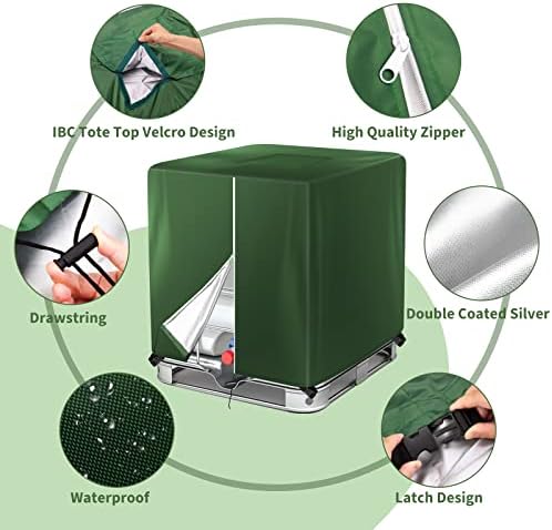 Barlic Green Zipper IBC Tote Cover For Garden 275 Gallon 1000L резервоар за вода 420D