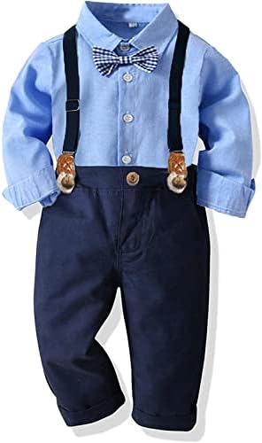 Копарирано облекување на дете од костуми за облека за бебиња за облека, сет за кошули со лак, панталони 4 парчиња џентлменски облеки костум