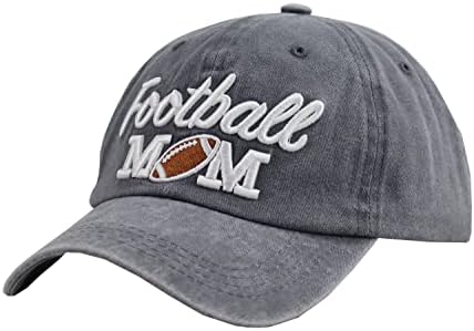 Манмеш Хат потресена фудбал мама Бејзбол капа за жени, прилагодлива измиена везена сончева капа за мама