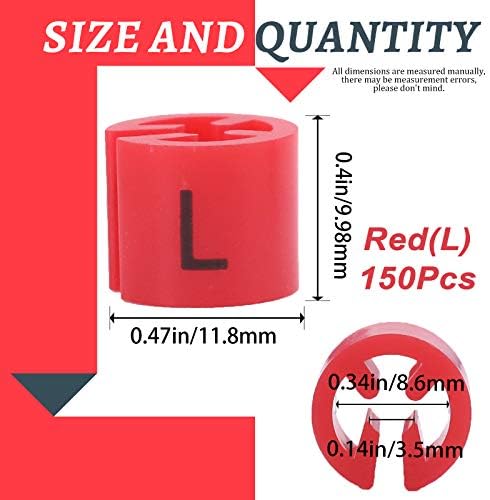 SWEPET 820PCS 9 вообичаени големини пластични маркери за големината на асортиман и 150 парчиња црвени 【големини L】 Пластични