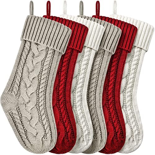 Божиќни чорапи плетени Божиќни чорапи двострани 18 инчи камин чорапи за семејна Божиќна декорација