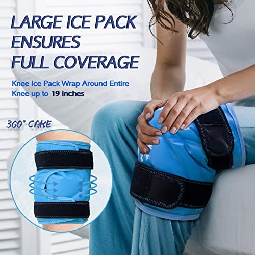 XXL колено ледено пакување завиткано околу целото колено по операцијата, пакет со мраз за еднократно гел за повреди на коленото, голем мраз пакет