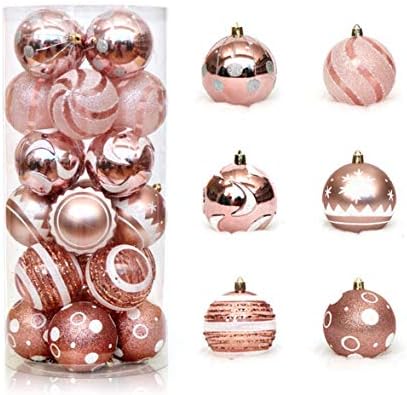 Tiowo 24pcs 6cm/2.36 ”елки елки извадоци од распрскувачки пластични Божиќни украси на дрво Божиќни топки украси за висечки приврзоци за празници