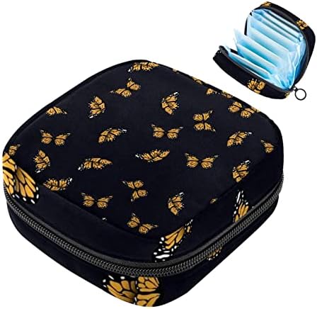 Санитарна торба за складирање на салфетка, монарх пеперутка шема менструална чаша торбичка, преносна санитарна салфетка влошки кесички женски