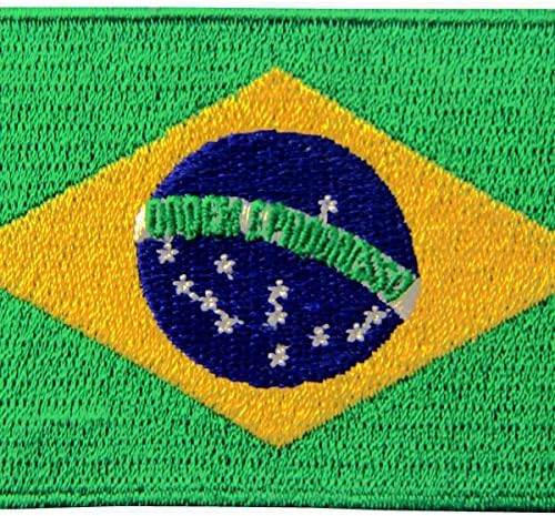 Бразил Знаме Извезени Бразилски Бразил Национален Амблем Железо На Шиење На Лепенка