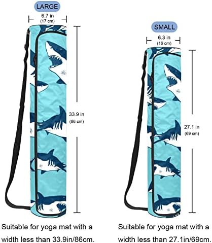 Носач на торби за јога со мат со прилагодлива лента за рамо, жестоки ајкули морски сина позадина, 6,7х33.9in/17x86 см вежба јога