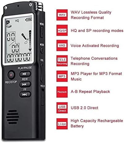 BHVXW 8GB/16GB/32gb ДИГИТАЛЕН Диктафон USB Професионален 96 Часа Диктафон Дигитален Аудио Диктафон Со Wav Mp3 Плеер