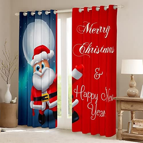 Ackзебридал Дедо Мраз Затемнување Завеси 84 Wx63 L, Божиќ Декор Завеси За Деца Момчиња Девојки Спална Соба, Ѕвезденото Небо