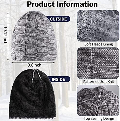 8 Пакет Мажи Лигави Бобинки Топло Руно Внатрешно Капаче Од Грав Зимска Еластична Плетена Капа За Чорапи За Мажи Жени Зимски Подароци,