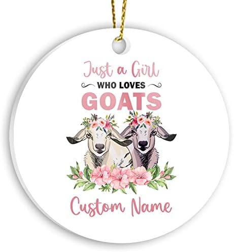 Персонализиран украс, прилагодете го името само девојка која сака украс од кози, украси за дома, идеја за подароци за кози за женска
