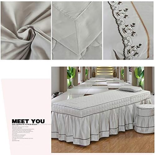 Luxurious Lace Massage Table Sheet Sets, Cotton Soft Beauty Bed Cover Bedspread with Face Rest Hole Spa Massage Linens-Gray 80x190cm