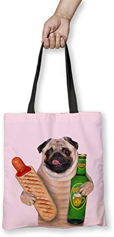 Подароци за топло куче и пиво за сопственици на loversубители на кучиња - торбички за торбички со еднократно рамо со кучиња на - бело