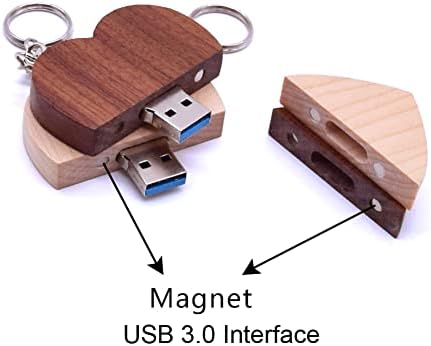 128gb Прилагодено Дрво Срце Приврзок За Клучеви Персонализирано Гравирање Јавор Дрвен USB 3.0 Thumbdrive Со Мермерна Кутија За