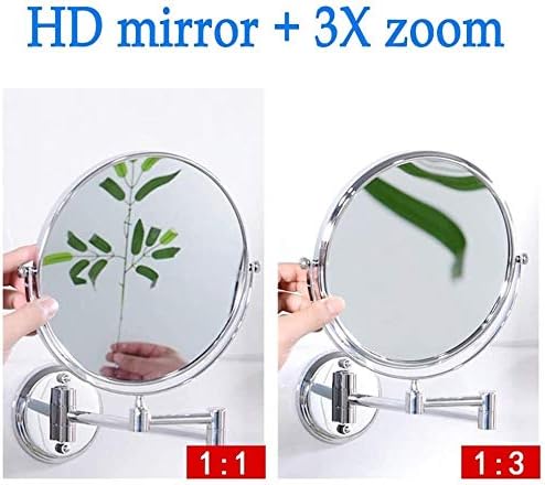 суета огледало 6-инчен Зголемен Ѕид Монтирање Шминка Огледало со 3x Зголемување Двострано Вртливото Огледало, предводена Бричење Огледало