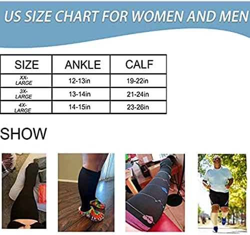 SIOAUIRT 2 Пакет Плус Големина Компресија Чорапи За Жени Мажи 20-30mmhg, Екстра Широк Теле Коленото Високи Чорапи За Циркулација