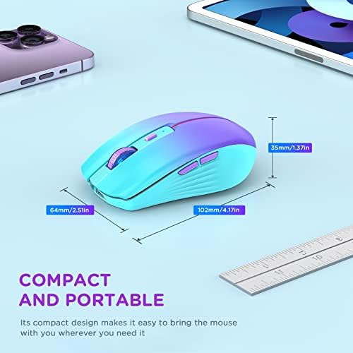 Безжичен глушец Rapique Bluetooth, глувци со мулти-уреди со полнење со повеќе уреди со USB приемник, ергономски безжичен глушец за лаптоп/MacBook/компјутер/iPad