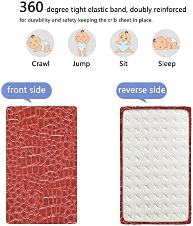 Теми за животински печати опремени мини чаршафи за креветчиња, преносни мини креветчиња со ултра мека материјал-плетен сад или столб за кревет,