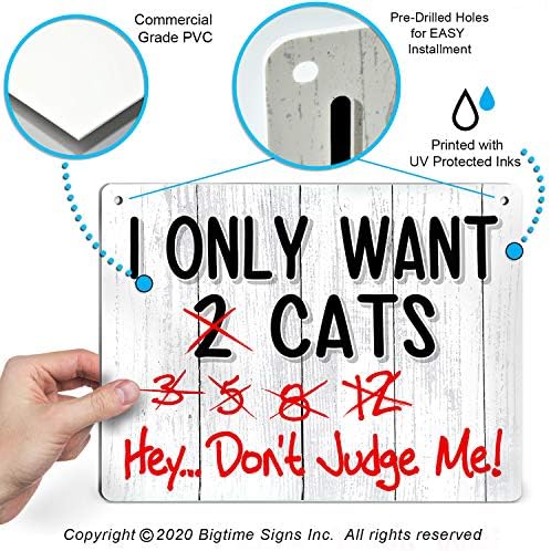Знаци на големи знаци на мачки - сакам само мачки - декор за мачки смешни подароци за замота за прозорец, канцеларија, декор за спални соби - смешни подароци за мачки ?