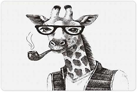 Лунарна Чудна Подлога За Миленичиња За Храна И Вода, Пушење Жирафа Облечена Во Зоолошка Градина За Забавно Животно Цртање Во Хипстерски