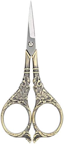 Ножици за везење, занаетчиски ножици од не'рѓосувачки челик декоративни раб ретро цвет дизајн занаетчиски ножици за работа со игла за вез