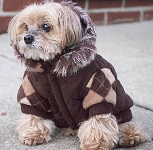 Дизајнер на миленичиња Дизајнер мода Аргиле велур кучиња палто палто јакна парка џемпер w/ 3m изолација и отстранлив аспиратор, х-мал,