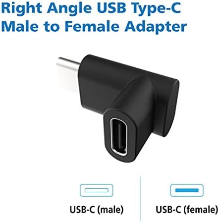 Акаса десен агол УСБ-тип-тип-Ц машки до женски адаптер | USB 3.2 Gen 2 | Трансфер на податоци од 10 Gbps | Поддршка за брзо полнење |