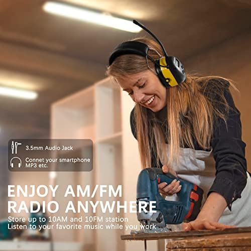Zohan EM042 AM/FM радио слушалки со дигитален дисплеј, намалување на бучавата за заштита на ушите, безбедносни уши, ултра удобен