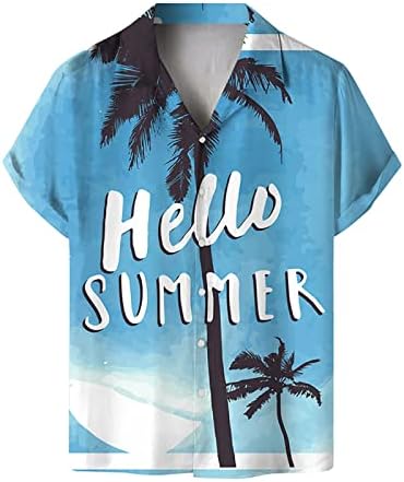 2023 година Нова машка лабава лабава цветна печатена плажа Хавајски краток ракав копче надолу фустан со кошула обични маички за мажи