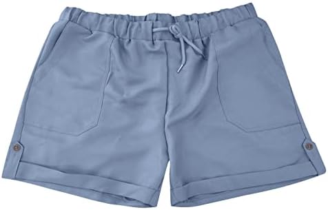 Женски удобни шорцеви за влечење летни еластични половини памучни шорцеви широки нозе кратки џебни панталони модна облека 2023 година
