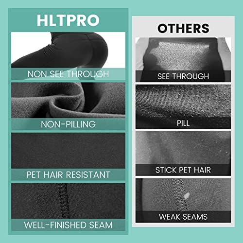 HLTPRO 4 пакувања со џебови за жени - црна висока половината за контрола на стомакот за јога за теретана за вежбање