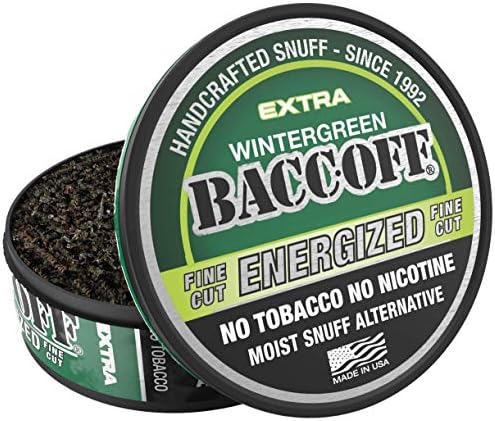 Baccoff, WinterGreen Energized Fine Cut, Premium Tobacco Free, Nicotine Free Snuff Alternate