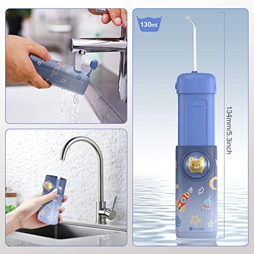 Drlebe Water Flosser за деца, преносна вода Flosser безжичен за чистење на заби и загради за загради, грижа за заби, за полнење стоматолошки