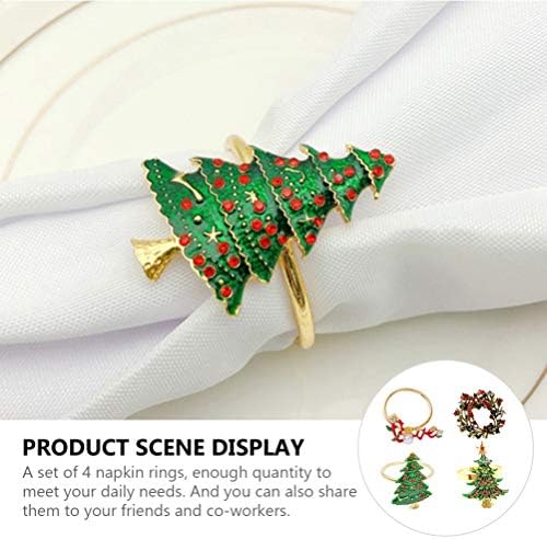 Nuobesty гроздобер декор Божиќни тематски прстени за салфетки од алуминиум за салфетка за салфетка прстени за Божиќни трпезариски
