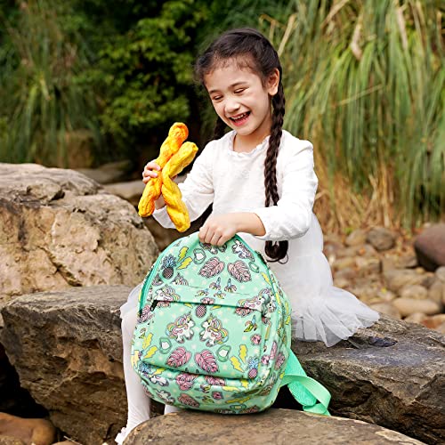 Ранец на предучилишна возраст од еднорог Гагаку за деца девојчиња училишна торба со ленти за градите - зелена боја