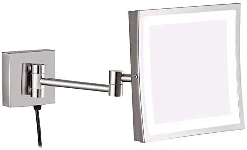 Futeni LED LED 8-инчен месинг месинг за месинг огледало, огледало за бричење монтирање на wallидот, 360 ротација и огледало за проширување