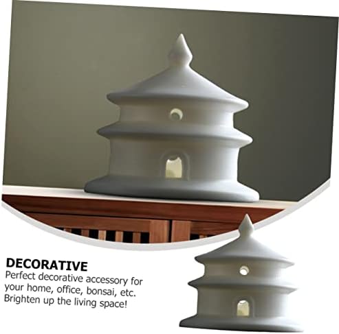 АМОСФУН 1 ПЦ Керамички украси Куќа украси Јапонски декор Домашни додатоци Микро пејзаж пагода пагода статуа кинеска пагода пагода декорација