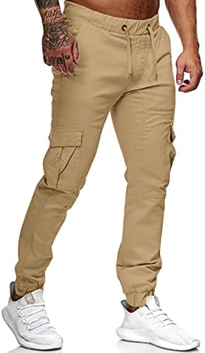 Менс модни џогери панталони за џемпери - памучни атлетски панталони салата на отворено панталони со џебови
