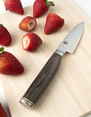 Шун Клолери Премиер Греј готвач нож 8 ”и прибор за ножеви со сиво паркирање 4, мал, пргав нож за готвење за пилинг, коринг, кастрење