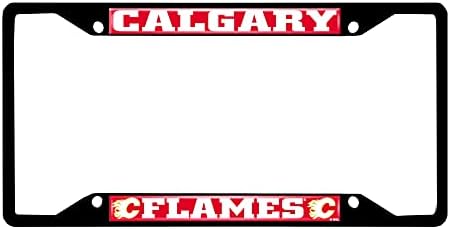 FanMats 31828 Calgary Flames Metal Recarder Plate Frame Black Finish